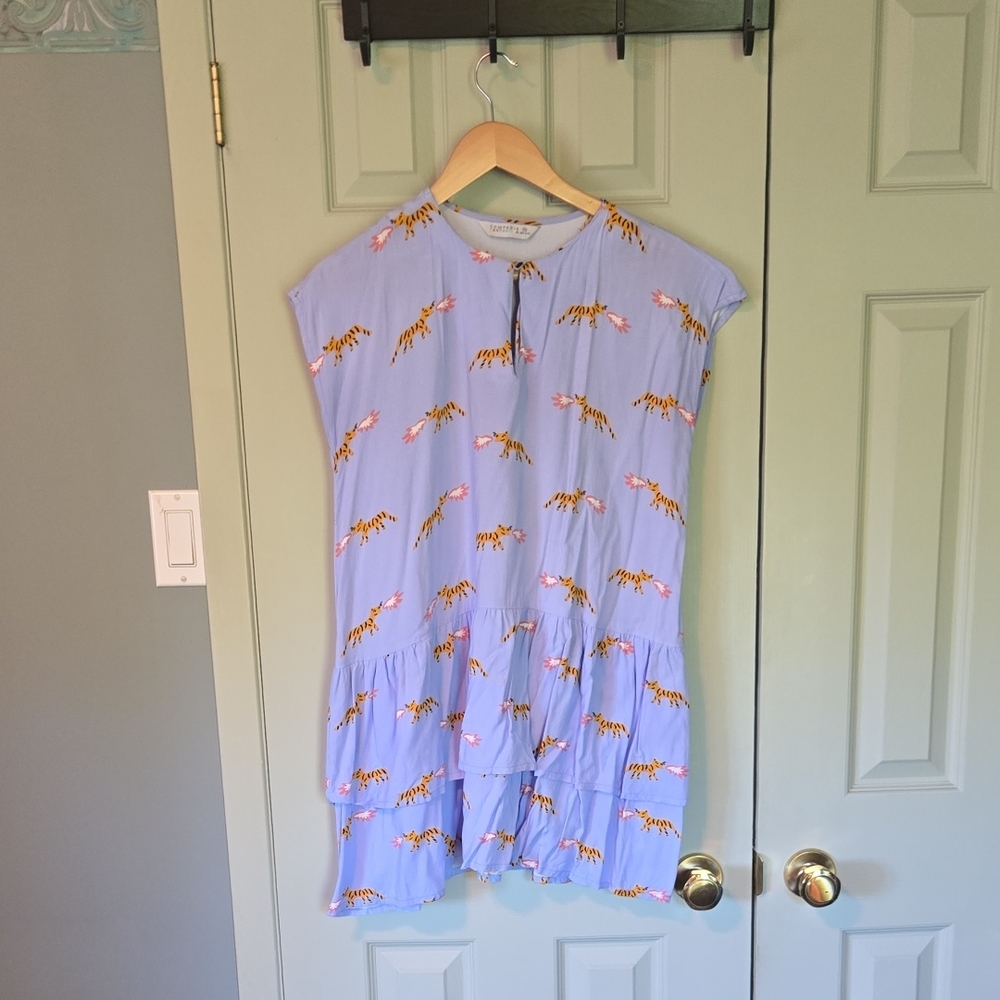🩵 Blue Tiger Print Dress
